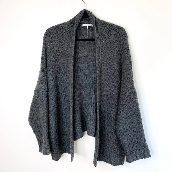 Oak and Fort chunky knit cardigan sweater wool blend Oversized Gray Small - Picture 2 of 12
